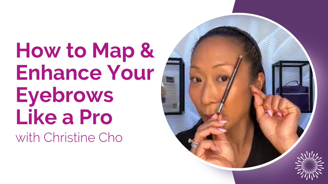 A thumbnail of Christine Cho with the text "How to Map & Enhance Your Eyebrows Like a Pro".