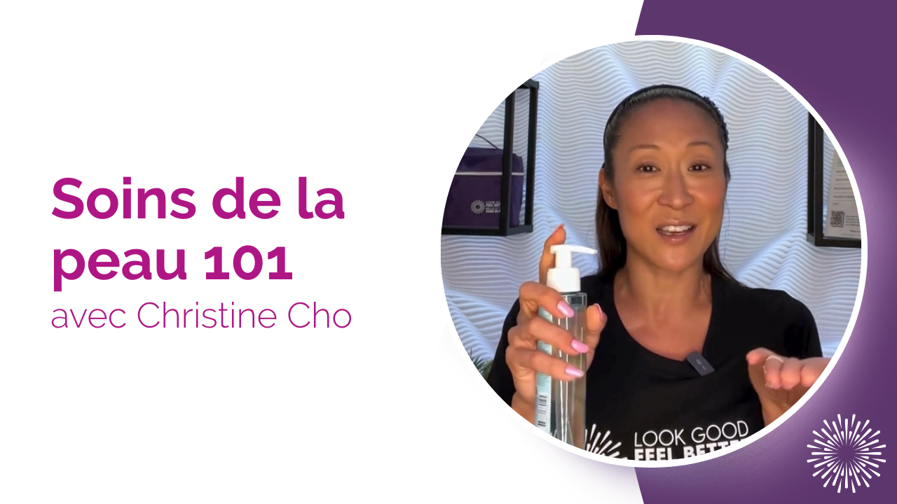 Une vignette du Christine Cho avec le texte « Soins de la peau 101 ».