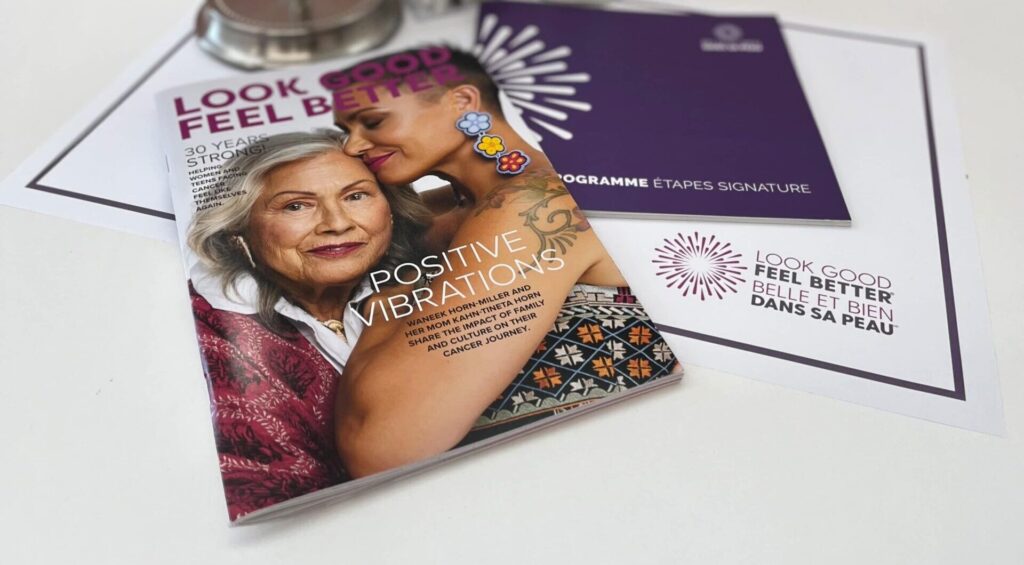 A Look Good Feel Better magazine on a table.