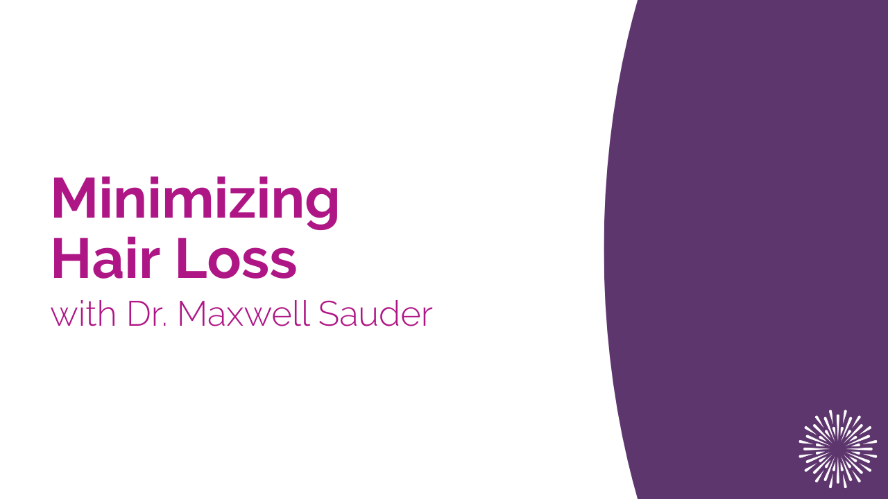 YouTube thumbnail graphic titled ‘Minimizing Hair Loss'.