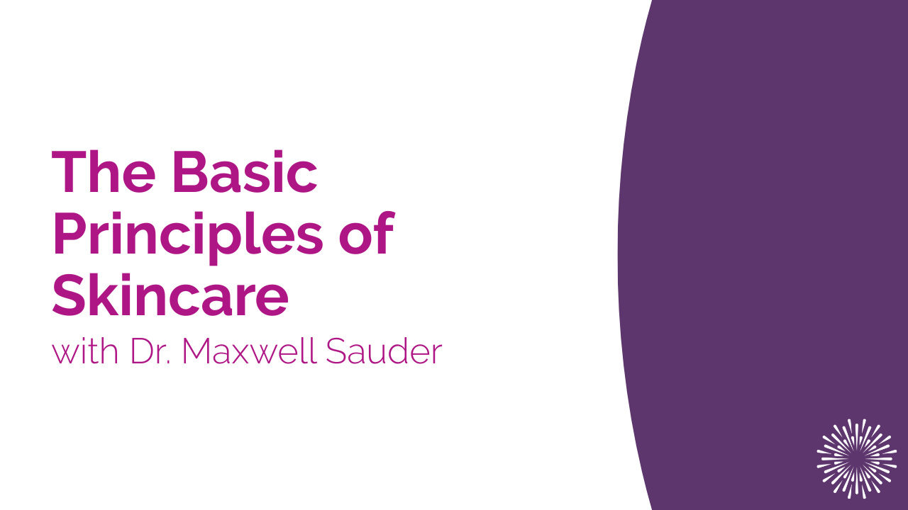 YouTube thumbnail graphic titled ‘The Basic Principles of Skincare'.