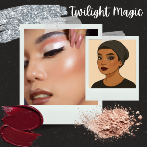 Twilight Magic collage featuring makeup products and dark, moody looks.