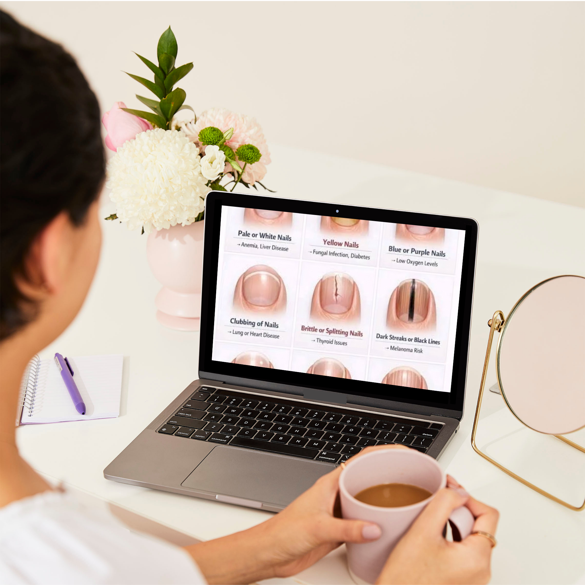 A woman watching the Nail Care On Demand webinar.